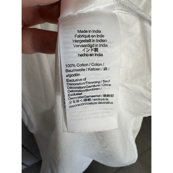 J Crew Smocked Cotton Poplin One-Shoulder Dress White XS Coastal Boho Resortwear - Picture 12 of 13